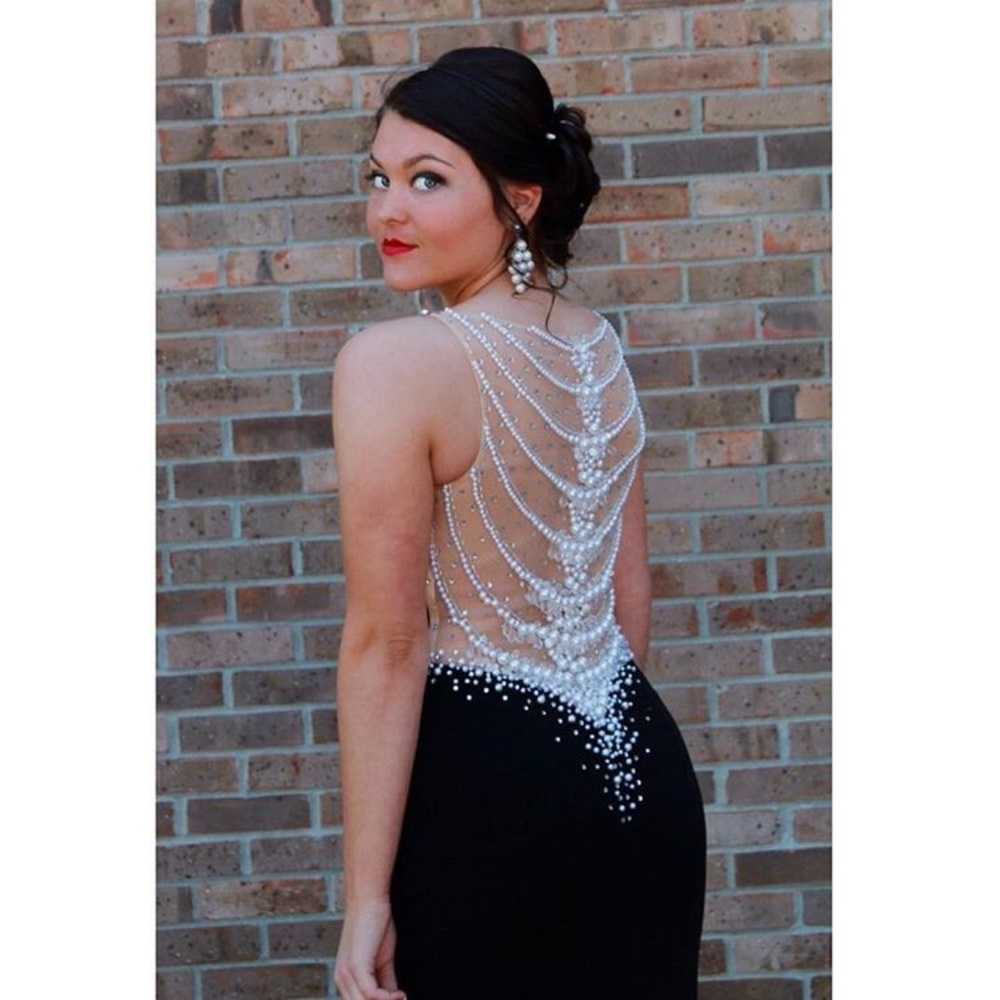 Black beaded prom dress